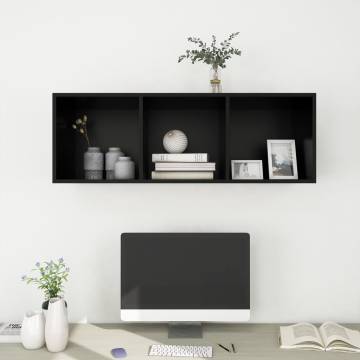 Wall-mounted TV Cabinet Black 37x37x107 cm Engineered Wood