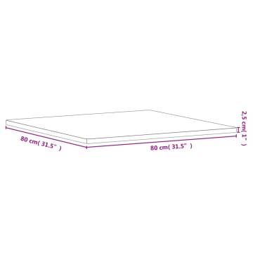 Table Top 80x80x2.5 cm Square Solid Wood Beech