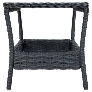 Garden Table Dark Grey 45x45x46.5 cm Poly Rattan