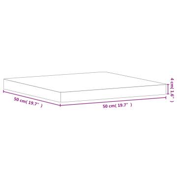 Table Top 50x50x4 cm Square Solid Wood Beech