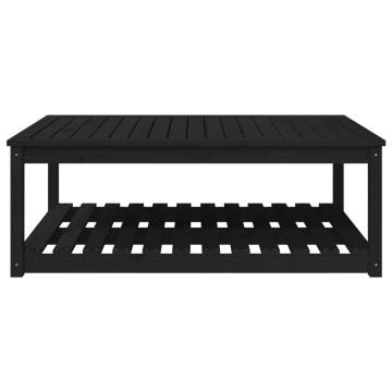 Garden Table Black 121x82.5x45 cm Solid Wood Pine