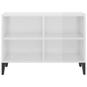 TV Cabinet with Metal Legs High Gloss White 69.5x30x50 cm