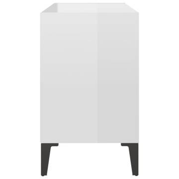 TV Cabinet with Metal Legs High Gloss White 69.5x30x50 cm