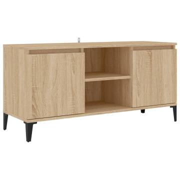 TV Cabinet with Metal Legs Sonoma Oak 103.5x35x50 cm