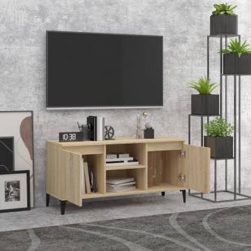 TV Cabinet with Metal Legs Sonoma Oak 103.5x35x50 cm