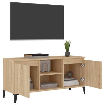 TV Cabinet with Metal Legs Sonoma Oak 103.5x35x50 cm