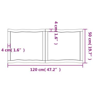 Table Top Light Brown 120x50x(2-4)cm Treated Solid Wood Live Edge