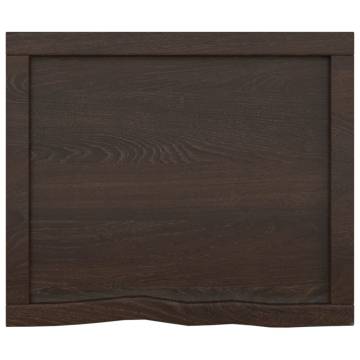 Table Top Dark Brown 60x50x(2-4) cm Treated Solid Wood Oak