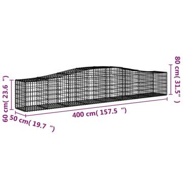 Arched Gabion Basket 400x50x60/80 cm Galvanised Iron