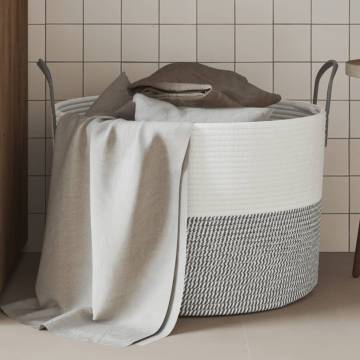 Storage Basket Grey and White Ø51x33 cm Cotton