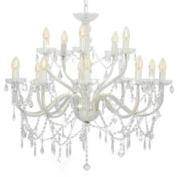 Chandelier 2-layer White 15 x E14 Bulbs