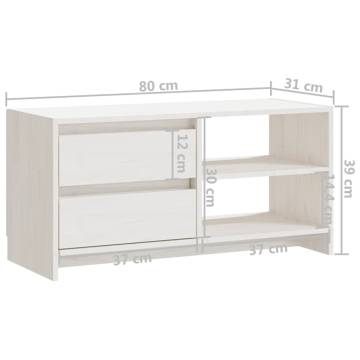 TV Cabinet White 80x31x39 cm Solid Pinewood