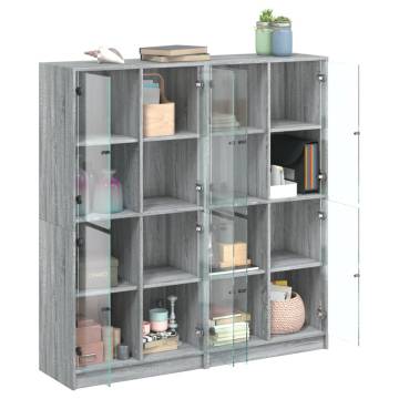 Bookcase with Doors Grey Sonoma 136x37x142 cm Engineered Wood