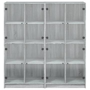 Bookcase with Doors Grey Sonoma 136x37x142 cm Engineered Wood