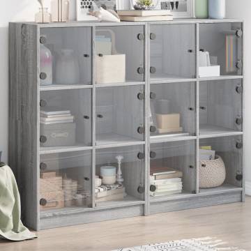 Bookcase with Doors Grey Sonoma 136x37x109 cm Engineered Wood