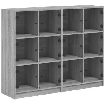 Bookcase with Doors Grey Sonoma 136x37x109 cm Engineered Wood