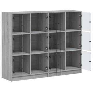 Bookcase with Doors Grey Sonoma 136x37x109 cm Engineered Wood