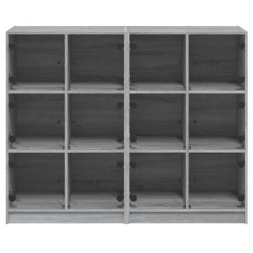 Bookcase with Doors Grey Sonoma 136x37x109 cm Engineered Wood