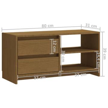 TV Cabinet Honey Brown 80x31x39 cm Solid Pinewood