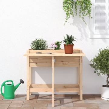 Garden Planter with Folding Tabletop Solid Wood Pine