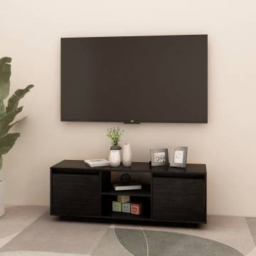 TV Cabinet Black 110x30x40 cm Solid Pinewood