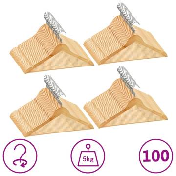 100 pcs Clothes Hanger Set Non-slip Hardwood