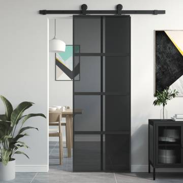 Sliding Door Black 76x205 cm Tempered Glass and Aluminium