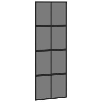 Sliding Door Black 76x205 cm Tempered Glass and Aluminium