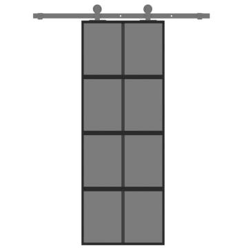 Sliding Door Black 76x205 cm Tempered Glass and Aluminium