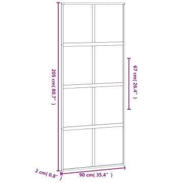 Sliding Door Black 76x205 cm Tempered Glass and Aluminium