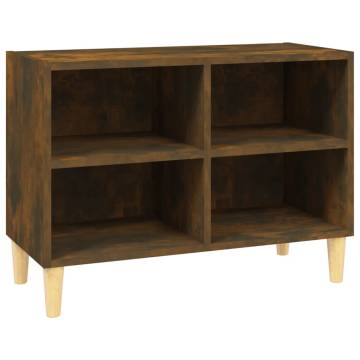 TV Cabinet with Solid Wood Legs Smoked Oak 69.5x30x50 cm