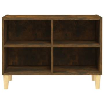 TV Cabinet with Solid Wood Legs Smoked Oak 69.5x30x50 cm