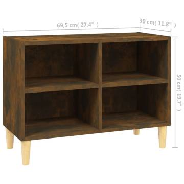 TV Cabinet with Solid Wood Legs Smoked Oak 69.5x30x50 cm