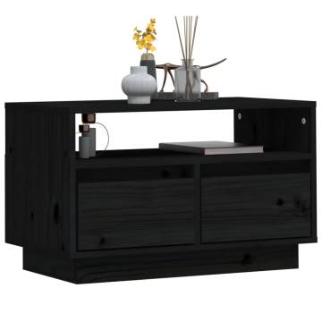 TV Cabinet Black 60x35x37 cm Solid Wood Pine