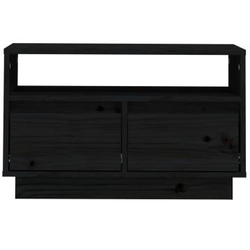 TV Cabinet Black 60x35x37 cm Solid Wood Pine