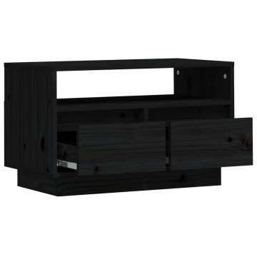 TV Cabinet Black 60x35x37 cm Solid Wood Pine