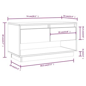 TV Cabinet Grey 74x34x40 cm Solid Wood Pine