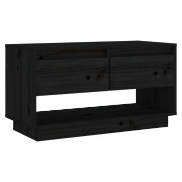 TV Cabinet Black 74x34x40 cm Solid Wood Pine