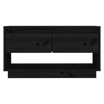 TV Cabinet Black 74x34x40 cm Solid Wood Pine