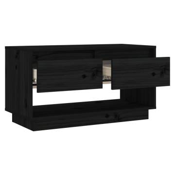 TV Cabinet Black 74x34x40 cm Solid Wood Pine