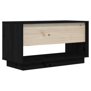 TV Cabinet Black 74x34x40 cm Solid Wood Pine