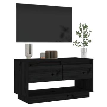 TV Cabinet Black 74x34x40 cm Solid Wood Pine