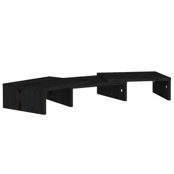 Monitor Stand Black 60x24x10.5 cm Solid Wood Pine