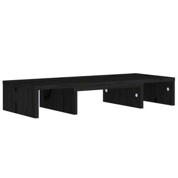 Monitor Stand Black 60x24x10.5 cm Solid Wood Pine