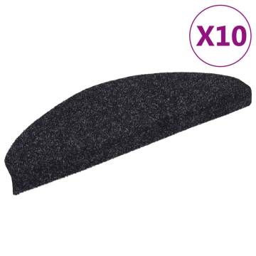 Self-adhesive Stair Mats 10 pcs Black 65x21x4 cm Needle Punch