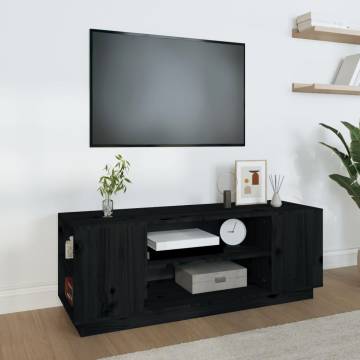 TV Cabinet Black 110x35x40.5 cm Solid Wood Pine