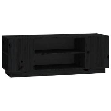 TV Cabinet Black 110x35x40.5 cm Solid Wood Pine