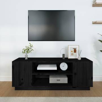 TV Cabinet Black 110x35x40.5 cm Solid Wood Pine