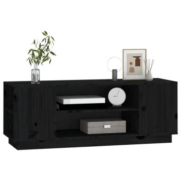 TV Cabinet Black 110x35x40.5 cm Solid Wood Pine