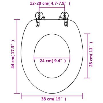 WC Toilet Seat with Soft Close Lid MDF Green Water Drop Design